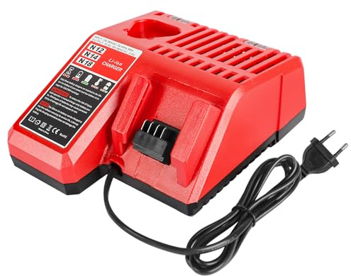 QUPERR 3A M12 & M18 Chargeur Rapide Compatible avec Milwaukee 12 V 18 V Li-ION M12 3 Ah M12 4 Ah M12 5 Ah M12 6 Ah M18 3 Ah M18 4 Ah M18 5 Ah M18 6 Ah
