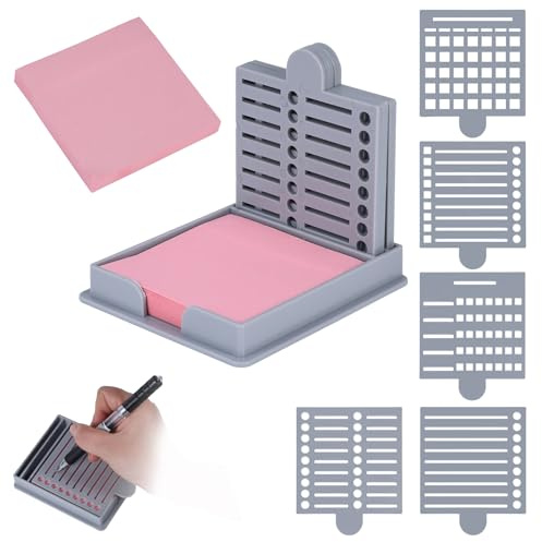 5 Plantillas de Notas Adhesivas Reutilizables, Plantillas para Notas Adhesivas con Caja y Papel para Oficina Hogar y Escuela (Gris)