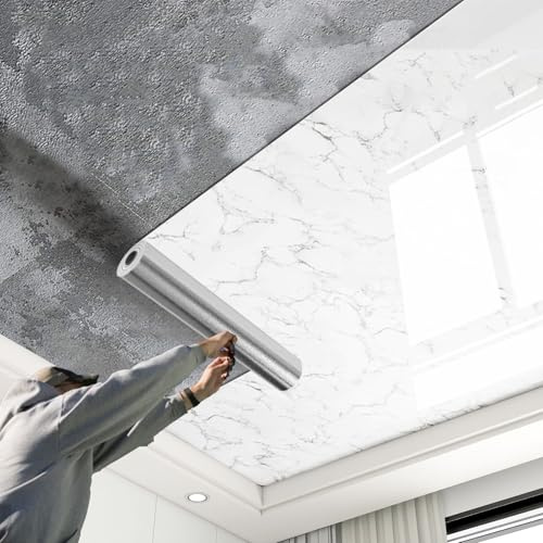Width 40 60 80 120 Cm Drop Ceiling Tiles Panels Decorative, Self-Adhesive Wall Cladding Panels Wrap Roll for Residential/Bathroom/Kitchen, Smooth Contact Paper(B Style,WXL 40cm x 10m)