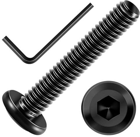 20 Stück M4 x 20 Schrauben, Flachkopfschrauben M4 | Innensechskant Edelstahl A2 V2A Vollgewinde Schwarzes Oxid mit Hex Key