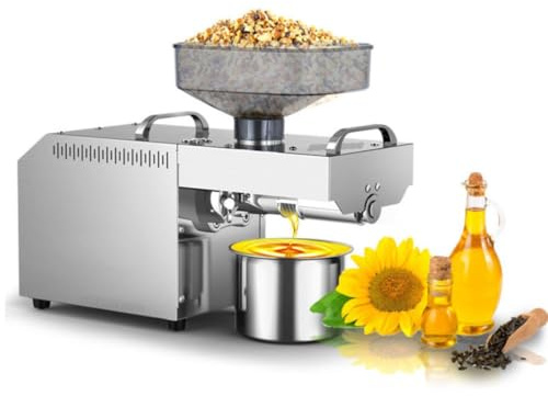 YIGECHENXIN Pressa per Olio di Arachidi e soia da 220 V Pressa per Olio di Noci ad Alta Potenza in Acciaio Inossidabile Pressa per Olio d'oliva da 750 W Robusta, Durevole e silenziosa