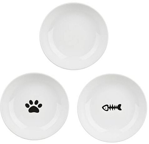 3 Stück Keramik Katzennapf-Set – 15 cm Durchmesser pro Napf, Premium Futternapf für Katzen & Welpen, Leicht zu Reinigen & Elegante Optik für Zuhause