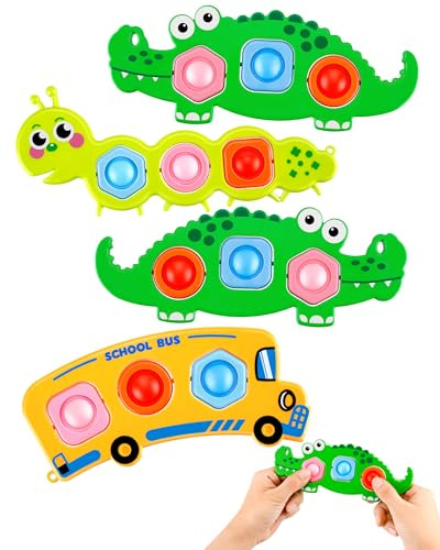 Set di 4 giocattoli Fidget - Giocattoli sensoriali Bubble Popper per tutti i piccoli a partire da 12 mesi, Giocattoli per bambini Montessori Regali di compleanno, abilità sensoriali ADHD