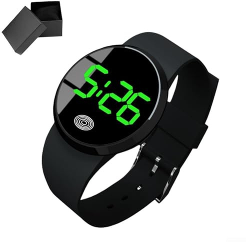Besshepplo Orologio digitale a LED con ampio display e funzione touch per uso quotidiano, adatto per studenti e donne Sportivo e Professionale Bianco/Rosso/Verde