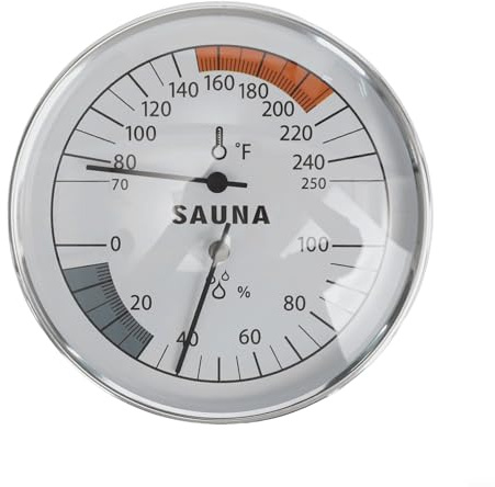 Termómetro de sauna higrómetro 2 en 1 medidor de humedad de temperatura de metal para sauna seca y sala de vapor, monitor de clima de calibración automática