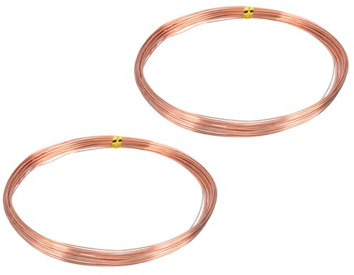 QUARKZMAN 99.9% Massiver Blanker Kupferdraht, Weicher Reiner Kupfer Basteldraht 30 Fuß 24 Gauge (0.5mm) Für Basteln Schmuckherstellung Elektrokultur Gartenarbeit, Packung Von 2 (9m)