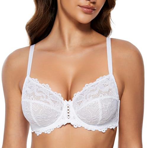 Wingslove Damen BH Vollschalen Floraler Spitze BH ohne Polster Bügel BH Soft Cup