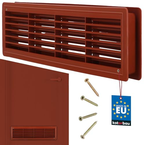 KOTARBAU® Rejilla de ventilación 13,5 x 48,8 cm Rejilla de extracción de Aire Calvados Ventilación de Puerta Baño Rejilla de láminas de plástico Rectangular Resistente