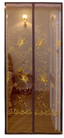 LIVEINU Magnet Fliegengitter Tür Insektenschutz Moskitonetz Fliegenvorhang für Balkontür Wohnzimmer Klebmontage Ohne Bohren 110x210cm Stickerei Schmetterling