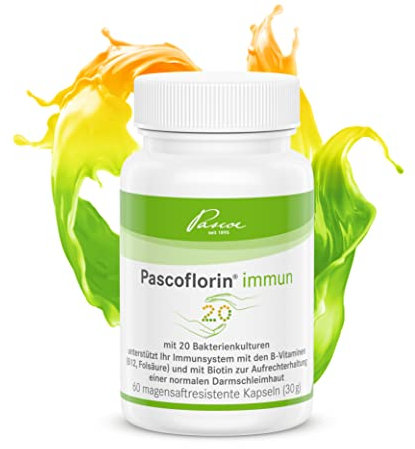 Pascoflorin immun: 20 Milchsäurebildende Bakterienkulturen – mit Vitamin B12, Biotin, Inulin & Folsäure – auch begleitend zur Antibiotika-Therapie