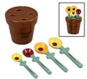 Young's Inc. Keramik-Messbecher-Set mit Sonnenblumen, 4 Stück, Braun
