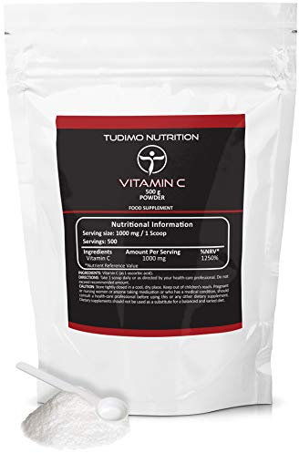 Reines Veganes Vitamin-C-Pulver 500 g – 1000 mg pro Portion, Hochwirksame Ascorbinsäure, Großpackung – Vielseitige Formel für Immunsystem & Wohlbefinden, Non-GMO & Reine Qualität