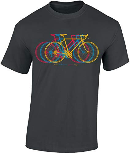 Baddery Fahrrad T-Shirt Herren : Fun Between Your Legs (Dark Grey M)