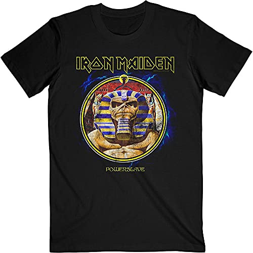 Iron Maiden T Shirt Powerslave Mummy Circle Band Logo Nue offiziell Herren