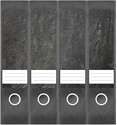 Etiketten für Ordner | Schiefer Stein | 4 breite Aufkleber für Ordnerrücken | Selbstklebende Design Ordneretiketten Rückenschilder