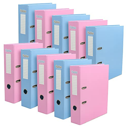 Pukka Pad, Pastel A4 Lever Arch Files – 10 Pack – 70mm Spine with Customisable Label for Large Amounts of Documents and Thumb Hole Retrieval – 32 x 28cm, Pink and Blue