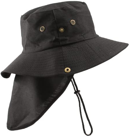 Carnavalife Sombrero de Sol con Protección Cuello para Hombre Mujer, Gorras de Pescador Transpirable y Plegable, Gorro con Orejeras de Acampada y Marcha, Unisex, Talla única