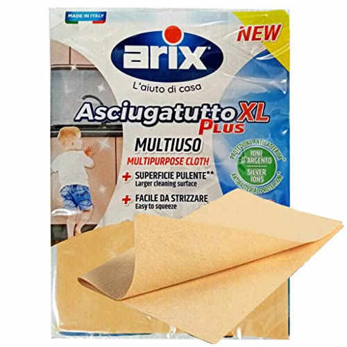 Arix | Panno Asciugatutto XL Plus Multiuso, Panno in TNT, per Tutte le Superfici, Panno per Pulizia, Facile da Strizzare, Antibatterico, non Lascia Aloni, 40x45cm - Made In Italy