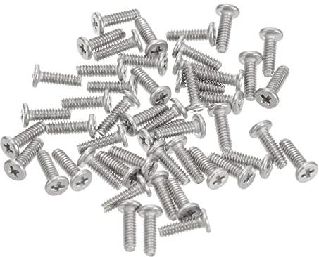 sourcing map M1.6-0.35 x 5mm Phillips Flachkopfschrauben 100 Stück Flache Rundkopfschrauben 304 Edelstahl Kreuzschlitz Antrieb Maschinenschrauben Hardware Verschluss für Möbel Verbindung