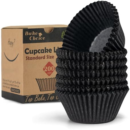 Muffinförmchen papier,200 Stück Standard,Fettdichte Muffinförmchen aus Pergament,Cupcake Förmchen für Party & Weihnachten & Gebäck,Standardgröße,Schwarz | Cupcake-Förmchen in Lebensmittelqualität, fettdichtes Pergamentpapier, für Martin Luther King Jr Day Dekorationen