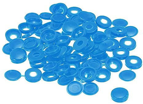 sourcing map 100Pcs 5mm Hinged Screw Cover Caps Plastic Fold Screw Snap Covers Washer Flip Screw Protection Cover for M3 M4 M5 Screws, Blue