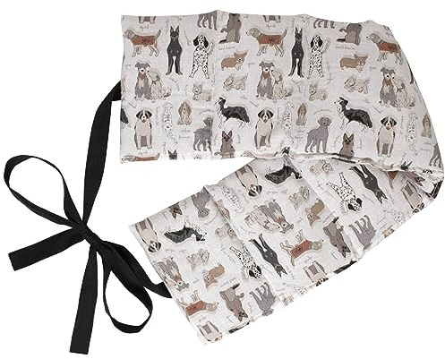 Leinsamenkissen 7-Kammer mit Band, 65x15 Bio-Stoff Liebe Hunde - Wärmekissen Körnerkissen, Rücken, Lende