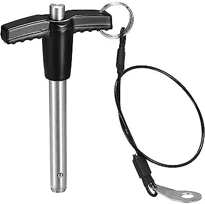 QUARKZMAN T Griff Kugelsperrbolzen 1 Stück 8mm Pin Durchm. 50mm Verwendung Länge T Griff Sicherungsstifte Edelstahl Druckschalter Schnellverschluss Stift mit Schlüsselband Kabel