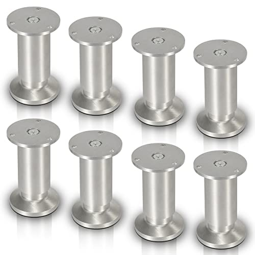 Lospitch 8er Set Aluminium Möbelfüße Höhe 150mm, belastbar bis 250 Kg, Runde Schrankfüße Tischfuß Sofafuß Möbelbeine, für Möbel, Küchenschränke, Höhenverstellbar 15mm