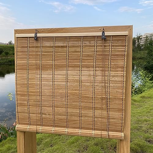 XIUXIU Tende a rullo in bambù per finestre avvolgibili per filtraggio della luce domestica per interni ed esterni patio A 61 cm Lx63 H