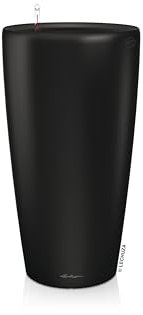 LECHUZA-Pflanzgefäß Rondo Premium 40 Schwarz matt | Pflanzsäule mit Bewässerungssystem, Wasserstandsanzeiger und Pflanzeinsatz | Matte Oberfläche | Ø 40 x 75 cm | 15745