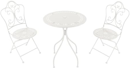 AXI Marilou Bistroset 3-teilig aus Metall in Weiß | Bistrotisch mit 2 Stühlen | Bistro Gartenmöbel Set für Garten/Balkon/Terrasse | Balkonset/Sitzgruppe