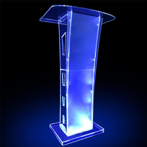 Podium Kanzel Debatte Konferenz Rednerpult Klares Acryl Kirche Beleuchtetes Led-Podium, H/43, Lesefläche Lagerung Bodenstehendes Rednerpult Stand-up-Podium, Mobiles Abnehmbares Podium