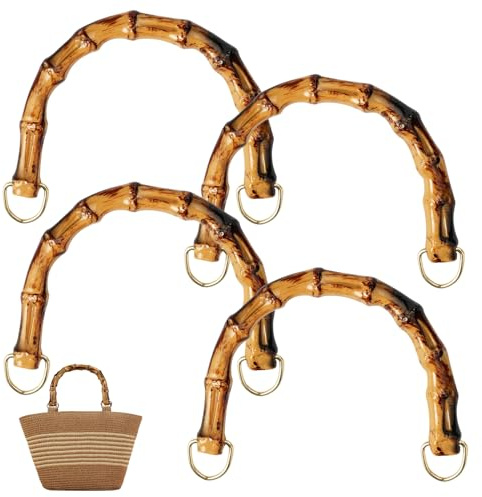 4 Pezzi Manici Bamboo per Borse, Manici per Borsa in Bambu di Ricambio