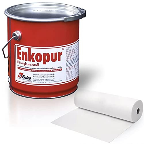 Enke Enkopur® Flüssigkunststoff | 12,5 kg | schwarz | inkl Vlies (30cm x 12,5m) | Universalabdichtung Feuchtigkeitssperre für Dach, Keller, Sockel | sofort dicht rissüberbrückend