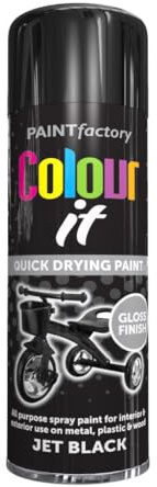 AlezyB - 3 x Black Gloss All Purpose Aerosol Spray Paint 250ml. Excellent Coverage, Quick & Fast Drying for interior & exterior Multipurpose Spray for Metal | Plastic | Wood | Glass.