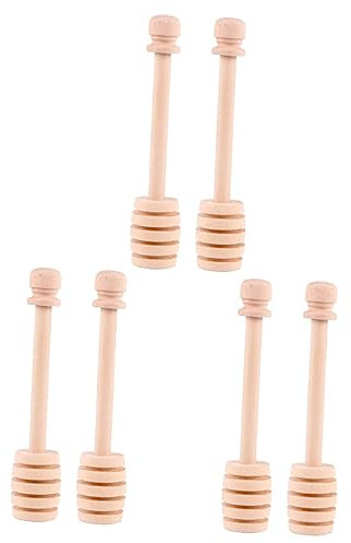 COLLBATH 24pcs Honey Pot Stirrer Sticks Wooden Honey Stirrer Syrup Spoon Easy Clean Dippers