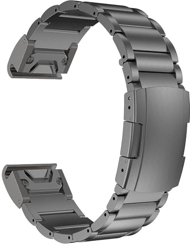MaKTech Titan Band för Garmin,26mm Snabbspännande Metallarmbandsrem med Sköldpaddsspänne,för Garmin Fenix 8 51mm/Epix Pro 51mm/7X/6X Smartwatch (Grå) | MaKTech, lätt utomhus, distributionslås, borstad yta, för Garmin Watch