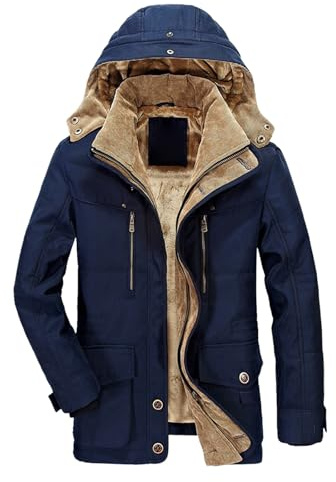 Winterjacke Herren Skijacke Wasserdicht Warm Gefüttert Outdoorjacke mit Abnehmbarer Kapuze Softshell Winter Fleecejacke