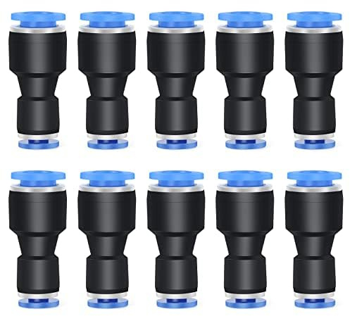 ERGAOBOY 10Pcs Blue 12mm to 10mm OD Straight Reducing Quick Fitting | Dual end variation reducer, click fit sleeve lock, resilient internal gripping, suitable for air tube segments