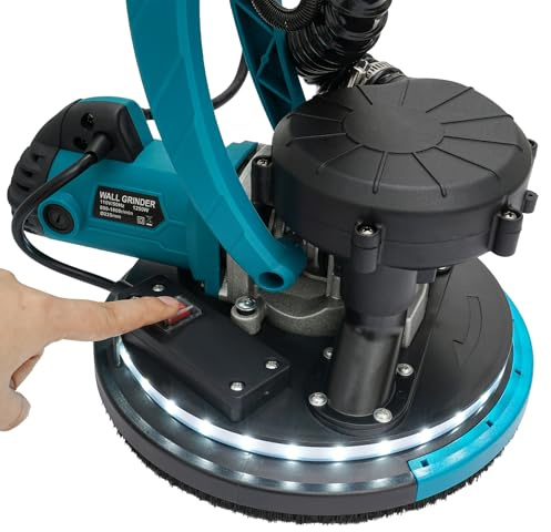 Elektrischer Decken und Wandschleifer mit Staubabsaugung, 1250W Trockenbauschleifer mit Variabler Geschwindigkeit, Elektrischer Staubfreier Trockenbauschleifer (Blau)