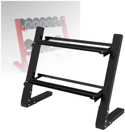 GCGC Dumbbell Rack Stand, 2 Stufen Verstellbarer Abstand Hantelhalter, Heavy Duty Home Dumbbells Lagern -Rack for Home Gym (nur Das Hantel -Rack)(Black)
