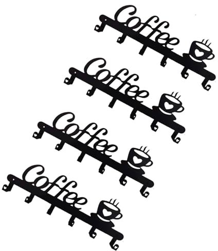 HVRFJXI 4 Piezas Espacio Almacenamiento Taza Café 4pcs Estante Cafetería Montada En Pared con Gancho con Tiburón Taza Fácil Usar