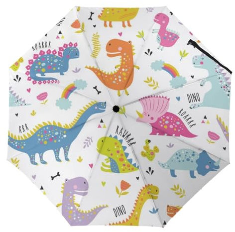 YBQLNP Regenschirm Sturmfest Farbe Dinosaurier Automatik Taschenschirm Mit Schirmtasche Uv Faltbarer Regenschirm