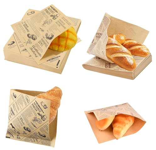 HERKINDNESS Burgerpapier 100 Stück, Backpapier Zeitungsoptik 15x15cm | Fettabweisendes Kraftpapier mit Retro-Zeitungsdesign, für Burger, Sandwiches, Pommes und Snacks15x15cm