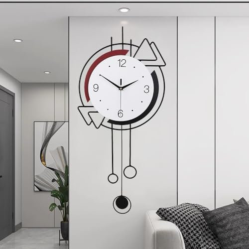 EMITDOOG Large Modern Wall Clock for Living Room Decor Big Decorative Clock Pendulum Wall Clock Battery Operated Non Ticking for Bedroom Kitchen Office Home Unique Clocks Wall Decor /12.5 * 27.5Inch