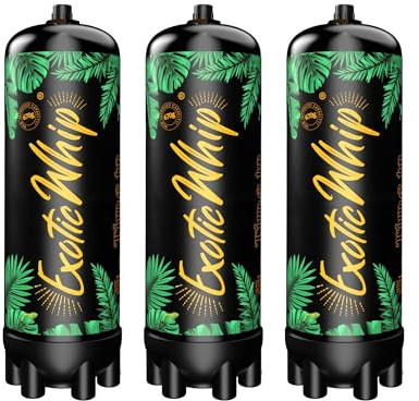 MagicWhip ExoticWhip 8g N2O per sifoni Panna – equivale a 86 Capsule – 100% riciclabile. Cilindro in Acciaio Inox di Alta qualità, Ideale per Feste e preparazioni culinarie. (3 Pezzo)