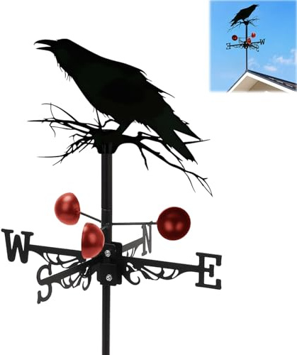 Domigard 3D Crow Weathervane Metal Wind Vane Weathercock,Roof Mount Weather Vane for Garden Farmhouse Yard Chicken Coop Patio Outdoor Decoration | Personalized Direction Indicator, Wind Vane Decor for Farm Yard Chicken Coop Garden, Housewarming Gifts, Easy Installation