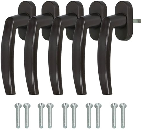 KOTARBAU® 5er Set Fenstergriff - Balkontürgriff – Druckknöpfe – PVC - 35 mm – Braun - Terassentürgriff – Universal – Einfacher Einbau - Wetterfestes Material