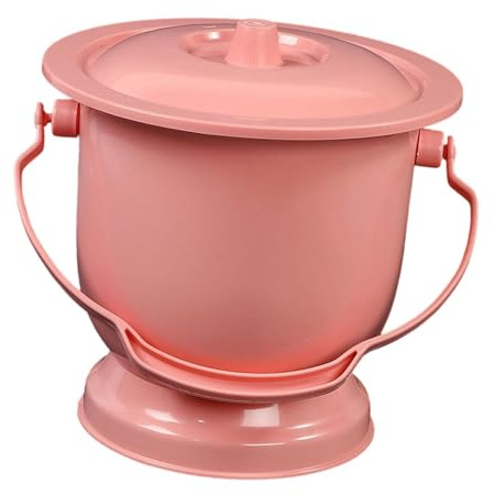 MotiveTech Vaso Da Notte Pitale Riutilizzabile Contenitore per Urina Padella Da Letto con Maniglia per Un Facile Trasporto Adatto E Campeggio, Rosa