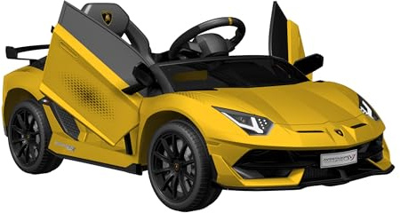 Baroni Toys Coche Eléctrico Infantil Lamborghini 6V con Mando para Padres, Sonidos, MP3, Marcha Atrás, Coche para Niños de 1 a 4 Años, 100x60x50 cm (Amarilla)